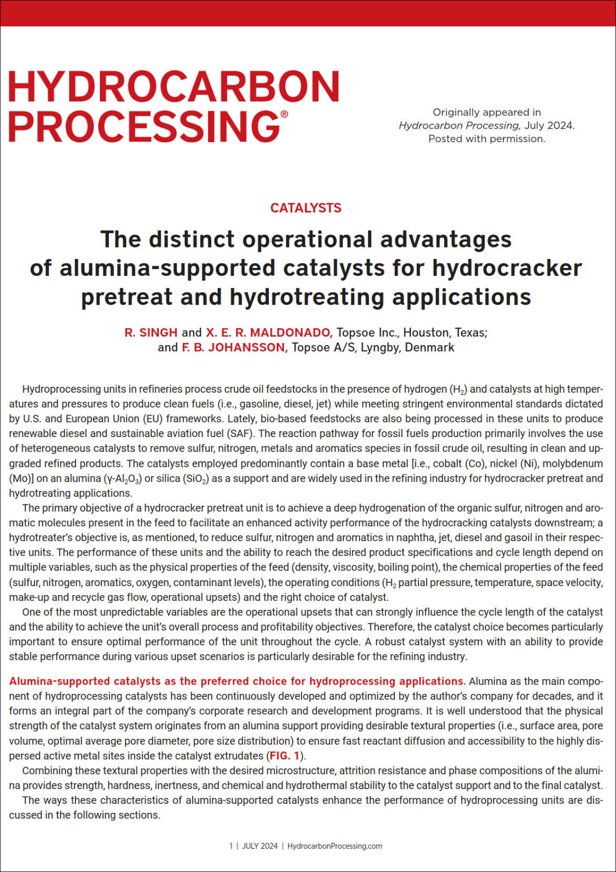 The distinct operational advantages of alumina-supported catalysts for hydrocracker pretreat and hydrotreating applications featured Image