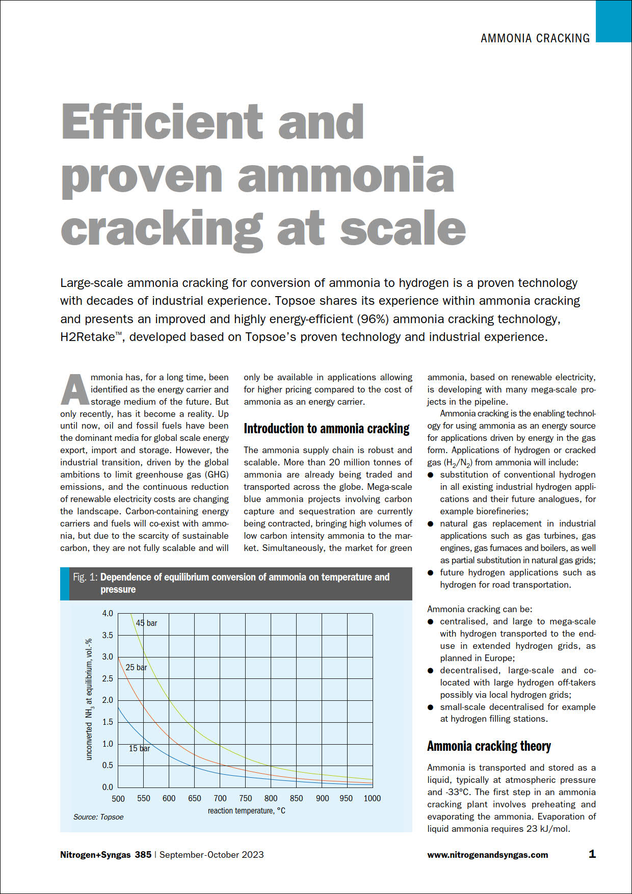 Efficient and proven ammonia cracking at scale featured Image